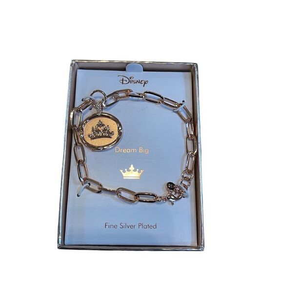 NWT Disney Princess Crown Link Bracelet in Fine Silver Plated Rose Gold - Picture 5 of 7